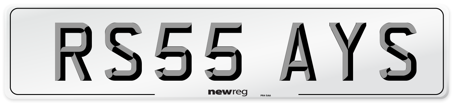 RS55 AYS Number Plate from New Reg